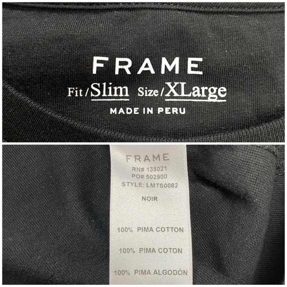 Frame Denim Logo Noir Slim Fit Cotton T-Shirt Black STYLE# LMTS0082 - Picture 6 of 8